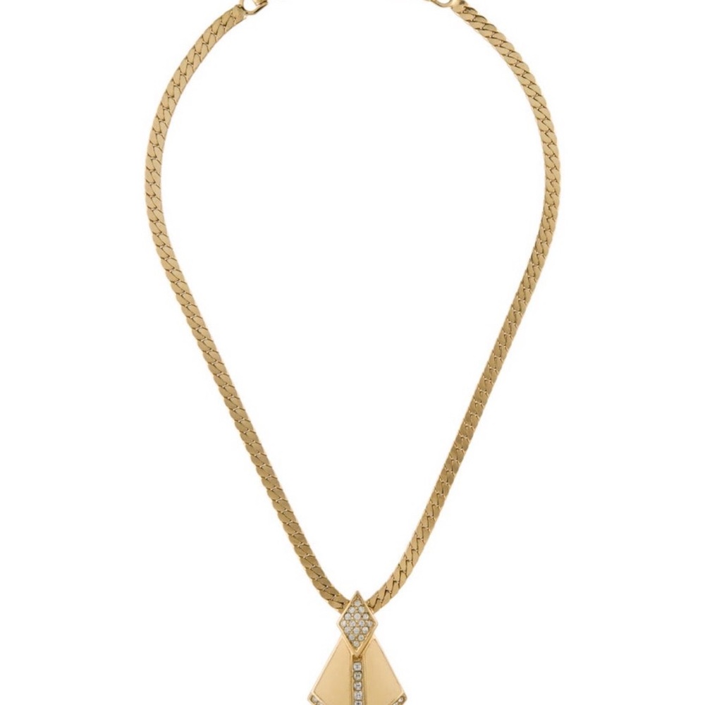 Vintage Christian Dior Enamel and Crystal Gold-plated Statement Necklace